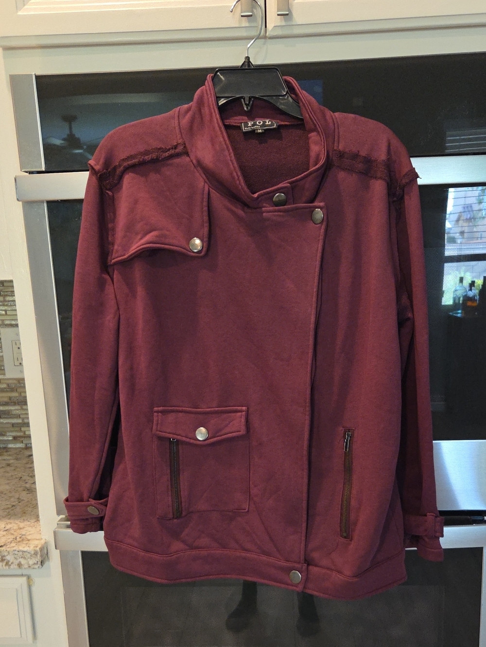 POL Women's Maroon Moto-Style Jacket
